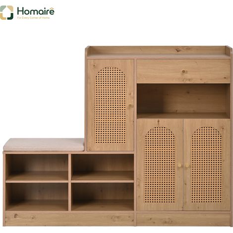 Flur- Garderobenschrank natur aus Polyester 142 x 35 x 110 cm HOMAIRE (1/5)