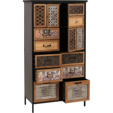 Commode style apothicaire vintage avec 6 tiroirs et 2 portes multicolore effet métal 040009141 (1/5)