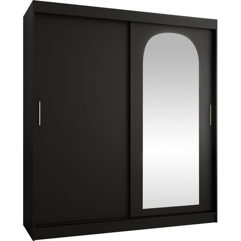 Armario Hartford 500, Negro, 200x180x62cm, Puertas de armario: Correderas, Número de estantes: 5