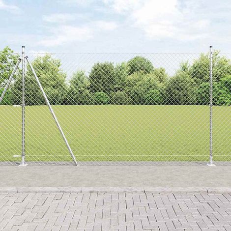 Zaunpfosten Silber 10 x 1,6 m (40 x 40 mm Maschen) Stahl