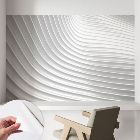 Papier peint autocollant décoratif à motifs pour salon chambre et bureau Tapete adhésif pour décoration Vagues élégantes 104x70 cm (1/5)
