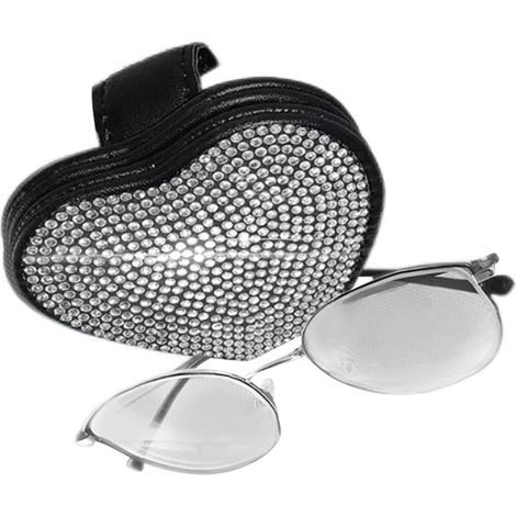 Porte-lunettes magnétique pour visière de voiture, cœur strass scintillant, clip pince-lunettes, support pour lunettes, pince ticket carte (1/5)