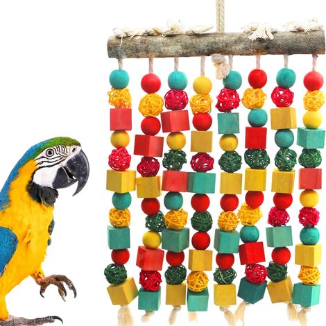 Giocattolo da masticare per pappagalli di grandi dimensioni, in legno naturale, giocattolo da mordere per pappagalli di grandi dimensioni, pappagalli cenerini africani, pappagalli amazzoni (1/5)