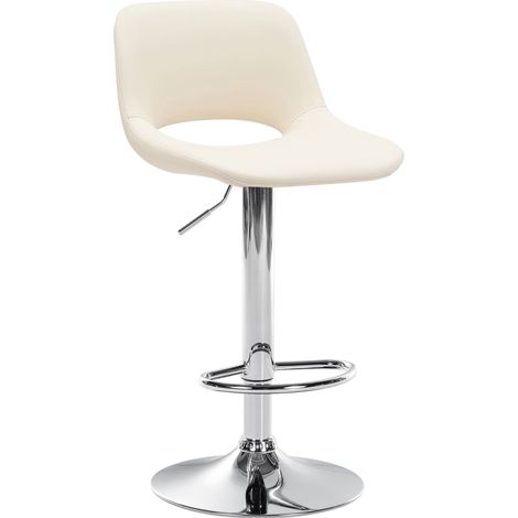 Sgabello da bar seggiolone x1 con poggiapiedi in PVC crema con base in metallo cromato 100004581