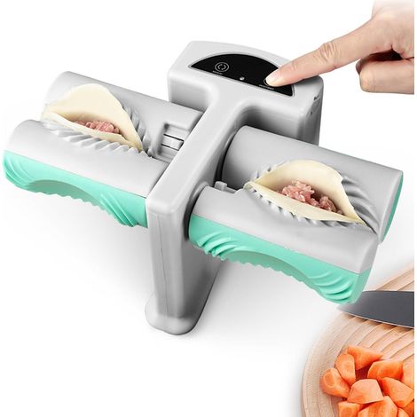 Automatische knoedelmachine, elektrische deegzakmachine, dumpling maker, ravioli maker, knoedelmaker, keukenaccessoires, snel knoedel-artefact (dubbele kop met borstel) (1/5)