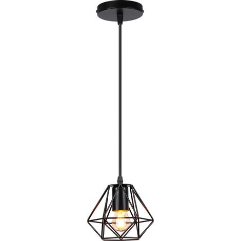 Plafonnier Rétro Suspension Luminaire D'Intérieur Vintage Noire Suspension Lustre Cage En Fer Métallique, Pour Cuisine, Café, Bureau, Salle À Manger (1/5)