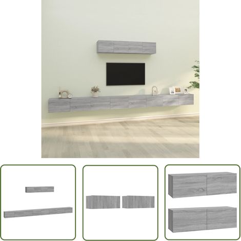 The Living Store Ensemble de meubles TV 6 pcs Sonoma gris Bois d'ingénierie - Meuble Tv - Meuble Téléviseur - Ensemble Meuble Tv - Salon - Décoration Intérieure (1/5)