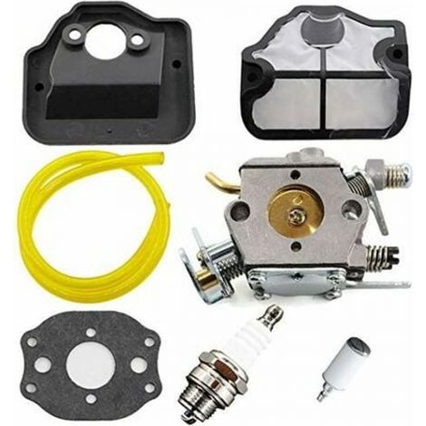Carburador de repuesto YMYNY para motosierras 36, 41, 136, 137, 141, 142, incluye bujía y kit de filtro de aire, reemplaza los números de pieza 530071987, 530035482, 530029811. (1/4)