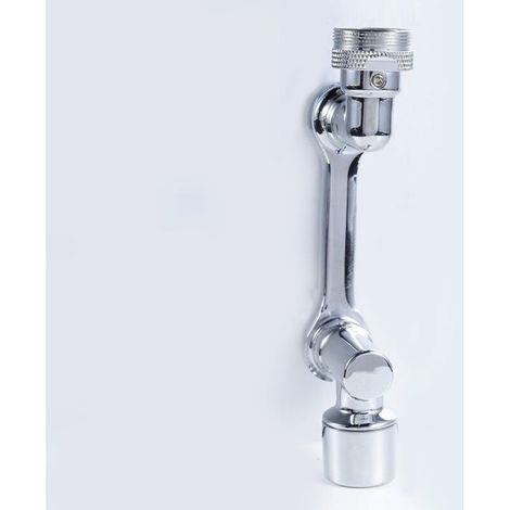 Rallonge de robinet pivotante 1080° avec 2 modes de jet, aérateur anti-éclaboussures, adaptateur de robinet avec clé, finition argent, modèle 2 (1/4)