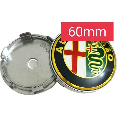 (Chine - doré) 4 enjoliveurs de roue de 60 mm pour Alfa Romeo Mito 147, 156, 159, 166, Giulietta, Mito Spider, GT et Stelvio (1/5)