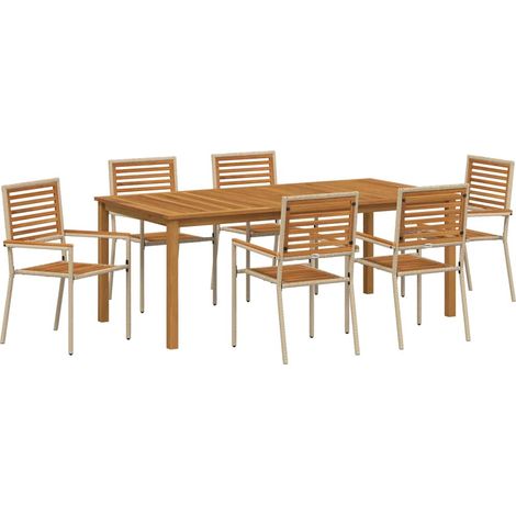 Maison Exclusive - Garten Essgruppe 7 pcs Beige Massivholz Akazie