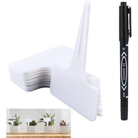 Set de 100 étiquettes pour plantes, etiquette potager, etiquette jardin exterieur, avec un marqueur blanc inclus. Idéal pour jardins, vergers ou fermes. (1/5)