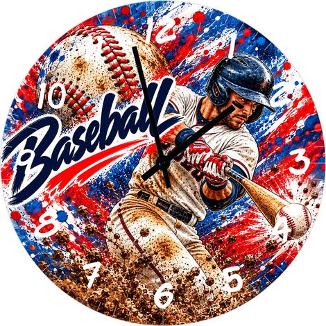 Horloge en verre baseball 29 cm joueur de sport américain (1/2)