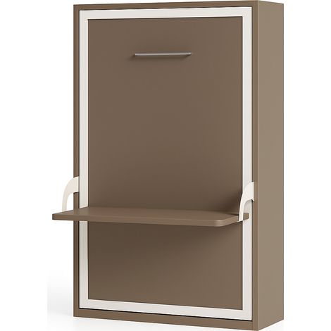Lit escamotable verticale 140x190 avec bureau Studante-Façade Frêne 3D (1/5)
