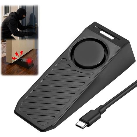 Cale Porte avec Alarme 130dB, Butée de Porte avec Alarme Rechargeable Bloque Porte Antidérapant Arrêt de Porte Sécurité Maison et Voyage Butée de Porte Sensibilité Réglable pour Hôtel Appartement (1/5)