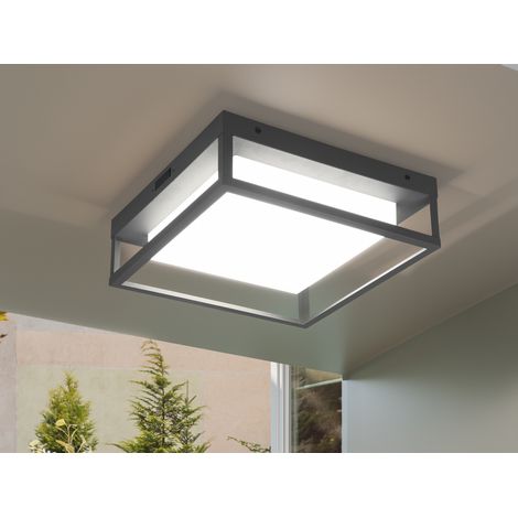 LED Außen Deckenleuchte WITHAM mit Metall Rahmen Anthrazit 30 x 30cm (1/5)