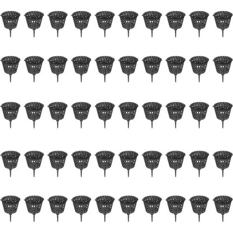 Lot de 50 paniers d'engrais pour bonsaï avec couvercle, pots à nutriments pour plantes de bonsaï, plantes succulentes, orchidées (petit, noir) (1/5)