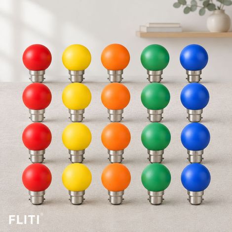 Lot de 20 ampoules led couleur b22 ampoules baïonnette 2w Rouge, Jaune, Orange, Vert, Bleu,Incassable (équivalence 20W) (1/5)