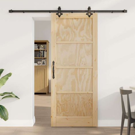 Juego de Puerta Corredera ORKDAL Natural y negro 83 x 202 cm vidaXL (1/5)