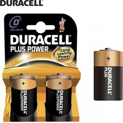 Pila alkalina duracell plus power d - lr20 1,5v (blister 2 unid.) ø34,2x61,5mm