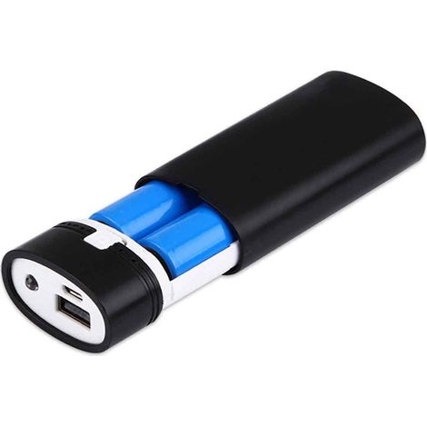 Estuche para 2 baterías recargables 18650, estuche portátil multifuncional con dos puertos USB, pantalla LCD y cargador USB doble.