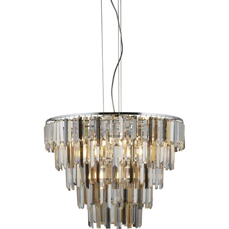 Pendelleuchte Hängeleuchte Deckenleuchte Glas Chrom Bernstein Wohnzimmerleuchte (1/2)
