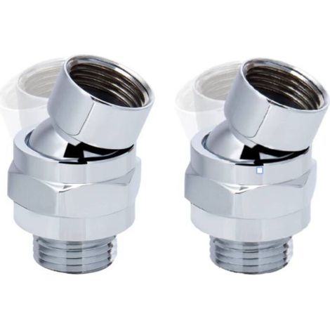 Lot de 2 rotules pivotantes réglables en laiton, rotule pivotante pour connecteur de douche, adaptateur de rotule de douche pour connecter la pomme de douche et la conduite d'eau par galvanoplastie