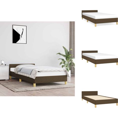 Cadre de lit sans matelas marron foncé 80x200 cm tissu - Cadre De Lit - Lit Double - Literie - Meuble Chambre - Tête De Lit (1/5)
