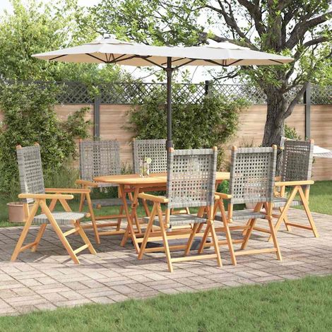 Conjunto de Comedor de Jardín 7 pcs Gris vidaXL (1/5)