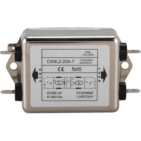 Filtre secteur CW4L2-20A-T monophasé 115 V / 250 V CA 20 A 50/60 Hz (1/4)