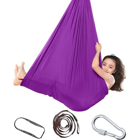 Hamac pour enfants, hamac de yoga gonflable ajustable, balançoire thérapeutique d'intérieur pour enfants autistes, TDAH, Asperger, présentant des troubles de l'intégration sensorielle, longueur 1 m, v (1/5)