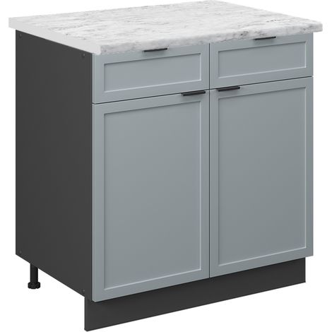 Meuble cuisine Fame-Line, Bleu clair-gris, 80 cm , PT Marbre, Vicco