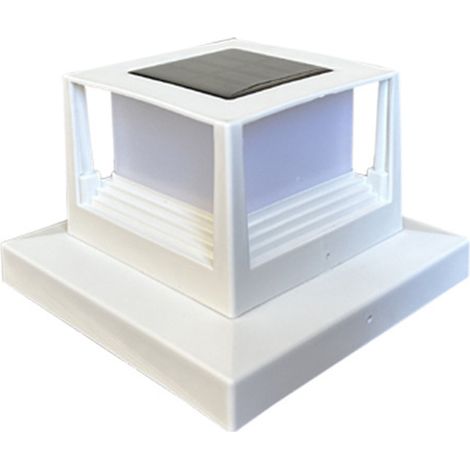 Lámpara solar de exterior sobre un pilar, lámpara cuadrada de madera sobre un pilar, luz de jardín, luz de valla (luz blanca bicolor) (1/5)