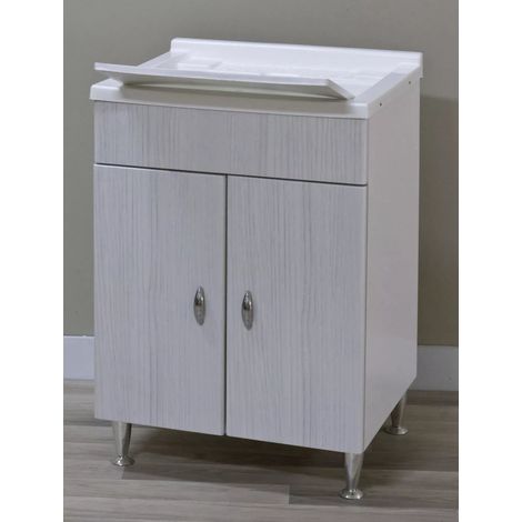 Mobile lavatoio antonella 60x50x85h mdf e pvc bianco portuna - Salone (1/3)