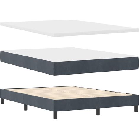 Box Spring Bed with Headboard Dark Grey 200 x 140 cm Velvet vidaXL (1/5)