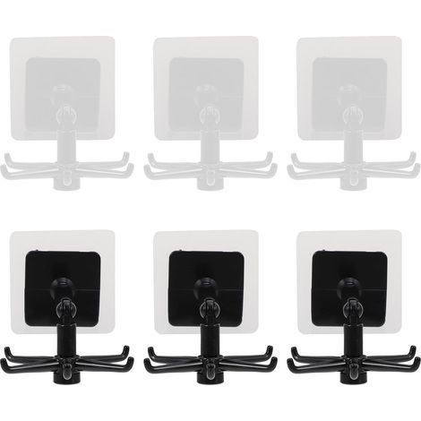 Lot de 6 crochets muraux rotatifs en ABS blanc auto adhésifs (1/5)