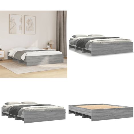 vidaXL Bettgestell ohne Matratze Grau Sonoma 160x200 cm Holzwerkstoff (1/5)
