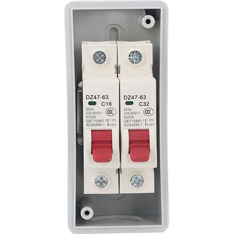 Wasserdichter 2-Modul-Verteilerkasten IP65, feuerfestes Gehäuse Typ C für 16-A- und 32-A-Leitungsschutzschalter, für den Außenbereich (1/5)