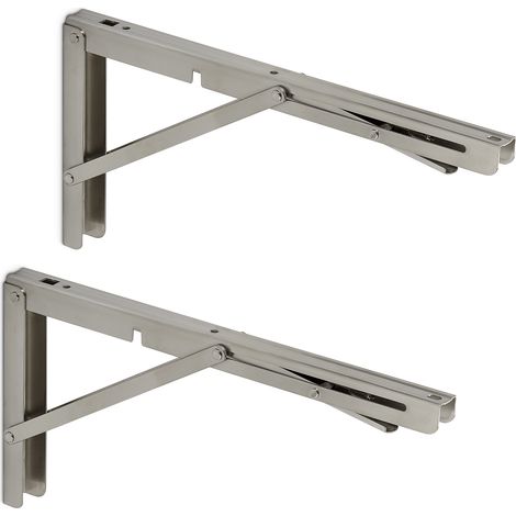 1 Paar Edelstahl Schwerlast-Klappkonsolen 350 x 175 mm Tragkraft bis 150 kg (1/5)