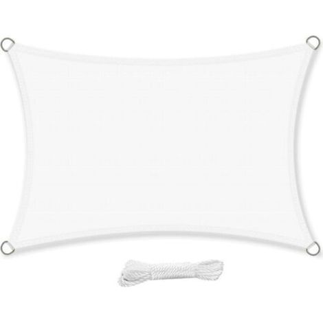 Rectangular Shade Sail 3x4 Meter Waterproof Water-Resistant Anti-UV Shade Sail 4x3 m for Garden Terrace Patio, White (1/4)
