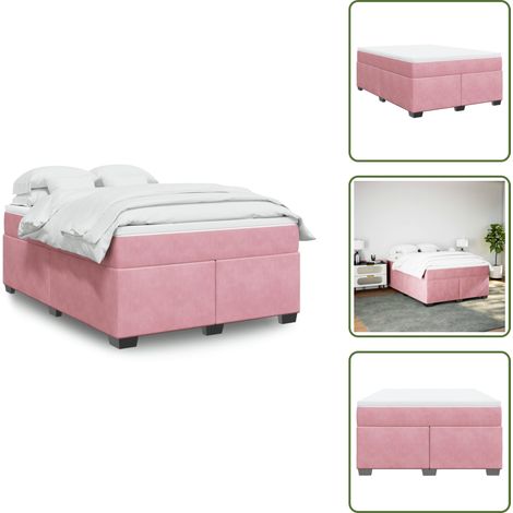 The Living Store Boxspringbett mit Matratze Rosa 140x200 cm Samt - Samtbett - Boxspringbett - Doppelbett - Bettauflage - Matratze (1/5)