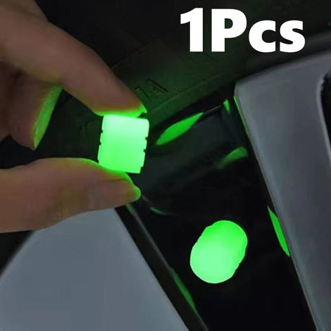Lot de 4 bouchons de valve lumineux fluorescents verts et bleus pour roues de voiture, moto et vélo, avec cache-moyeu décoratif universel