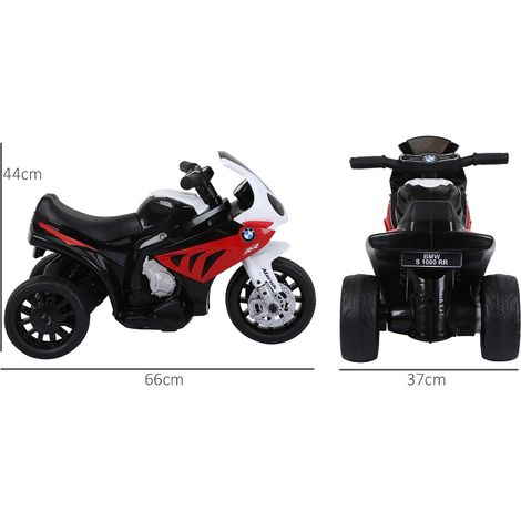 Moto enfant électrique BMW S1000RR sous licence, tricycle à batterie, véhicule pour enfants en acier rouge, dimensions 66x37x44 cm (1/5)