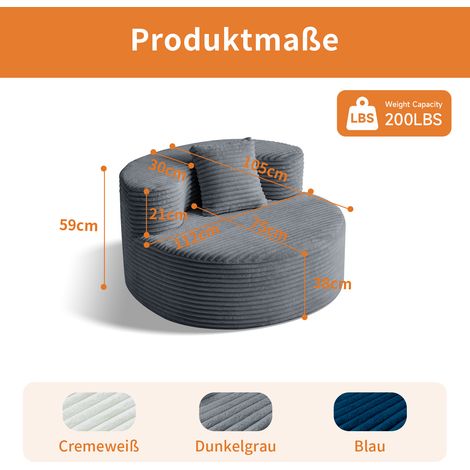 Pouf Cloud sans assemblage emballage sous vide rebond rapide,coussin amovible résistant à l’abrasion pour salon et chambre-Mi.