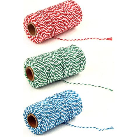 Weihnachtsschnur aus Baumwolle, 100 Meter (328 Fuß), starkes Seil zum Verpacken von Gebäckschachteln und Weihnachtsgeschenken.
