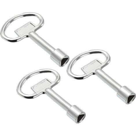 13x8mm Triangle Douille Clé Clé-molette, 3 Paquet Électrique Armoire Gaz Eau Compteur Clé pour Ascenseur Ascenseur Porte Triangle Panneau Verrouillage, Argent (1/5)