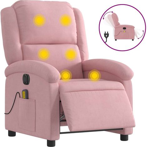 Sillón reclinable de masaje eléctrico terciopelo rosa vidaXL