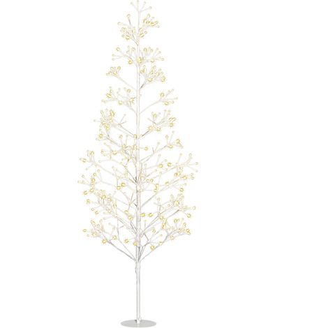 Albero di Natale Artificiale 180 cm 384 Luci LED Bianche per Interni ed Esterni al Coperto Bianco (1/5)