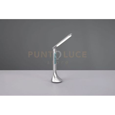 PATTY LAMPADA DA STUDIO LED 4W 380lm, 4000K ALLUMINIO RICARICABILE CON ORA, DATA E SVEGLIA ACCENSIONE TOUCH H. 34CM