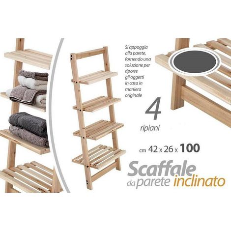 TRADE SHOP - Scaffale Appoggio Parete H100 42x26 Cm Arredo Bagno Mensole Oggetti Telo Doccia -